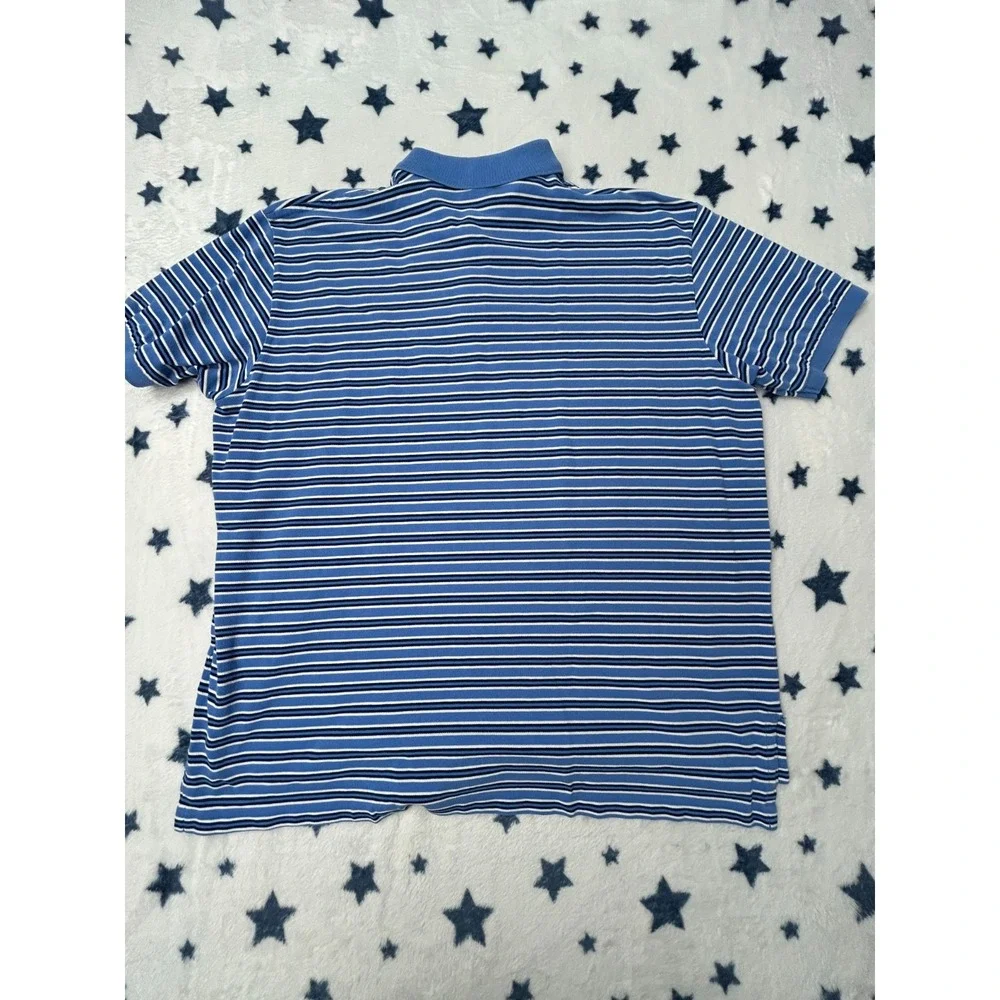 Polo Ralph Lauren Polo Shirt Mens XXL Blue Striped Pony Logo Short Sleeve
